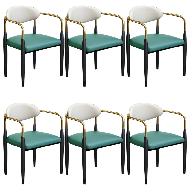 Modern Upholstered Dining Arm Chair Open Back Dining Side Chair Green 6 Piece Set Clearhalo 'Dining Chairs' 'Dining Tables & Seating' 'dining_chair' 'furn' 'furn_dining_chair' 'Furniture' 'Kitchen & Dining Furniture' 5409848