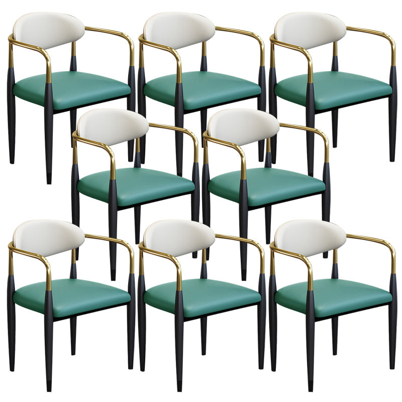 Modern Upholstered Dining Arm Chair Open Back Dining Side Chair Green 8 Piece Set Clearhalo 'Dining Chairs' 'Dining Tables & Seating' 'dining_chair' 'furn' 'furn_dining_chair' 'Furniture' 'Kitchen & Dining Furniture' 5409849