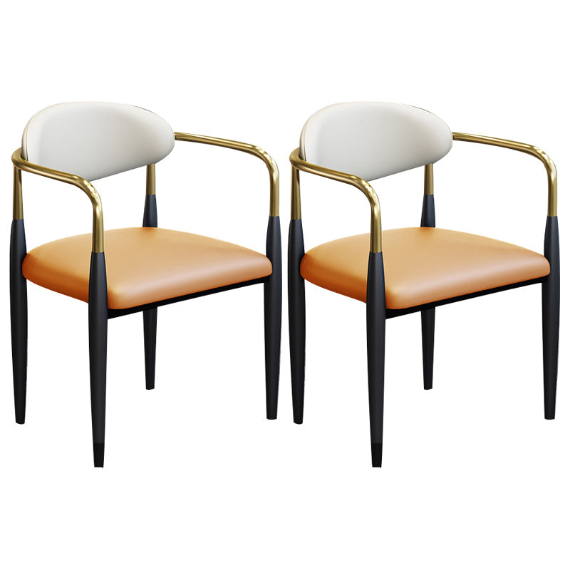 Modern Upholstered Dining Arm Chair Open Back Dining Side Chair Orange 2 Piece Set Clearhalo 'Dining Chairs' 'Dining Tables & Seating' 'dining_chair' 'furn' 'furn_dining_chair' 'Furniture' 'Kitchen & Dining Furniture' 5409850