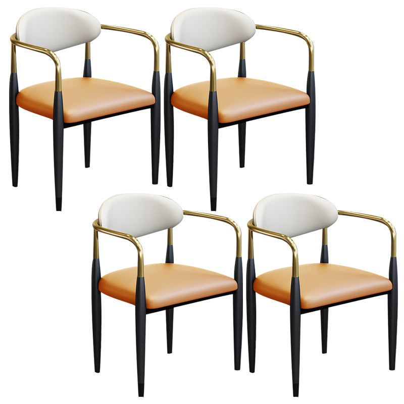 Modern Upholstered Dining Arm Chair Open Back Dining Side Chair Orange 4 Piece Set Clearhalo 'Dining Chairs' 'Dining Tables & Seating' 'dining_chair' 'furn' 'furn_dining_chair' 'Furniture' 'Kitchen & Dining Furniture' 5409851