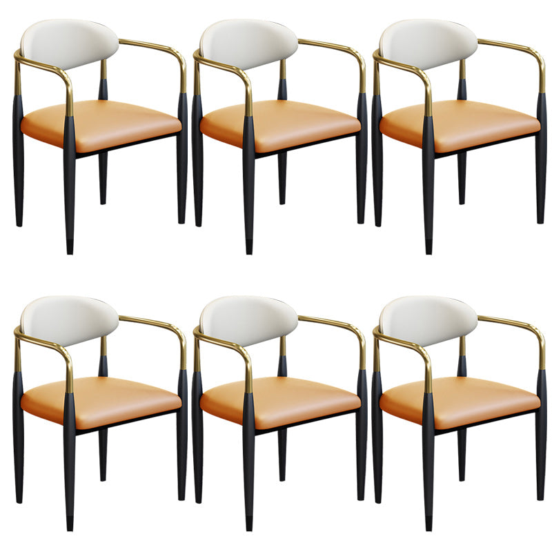 Modern Upholstered Dining Arm Chair Open Back Dining Side Chair Orange 6 Piece Set Clearhalo 'Dining Chairs' 'Dining Tables & Seating' 'dining_chair' 'furn' 'furn_dining_chair' 'Furniture' 'Kitchen & Dining Furniture' 5409852