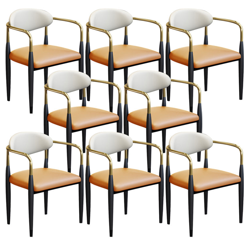 Modern Upholstered Dining Arm Chair Open Back Dining Side Chair Orange 8 Piece Set Clearhalo 'Dining Chairs' 'Dining Tables & Seating' 'dining_chair' 'furn' 'furn_dining_chair' 'Furniture' 'Kitchen & Dining Furniture' 5409853