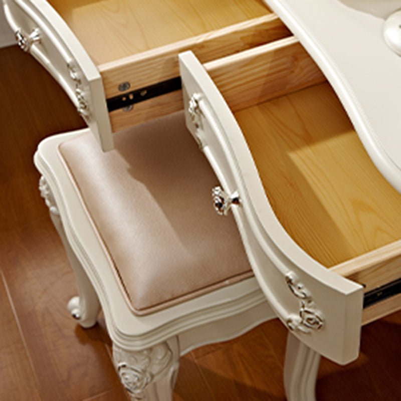 Victorian 33.4 "/41.3" Wide Wood 4 cassetti a specchio Vanity per il trucco a specchio