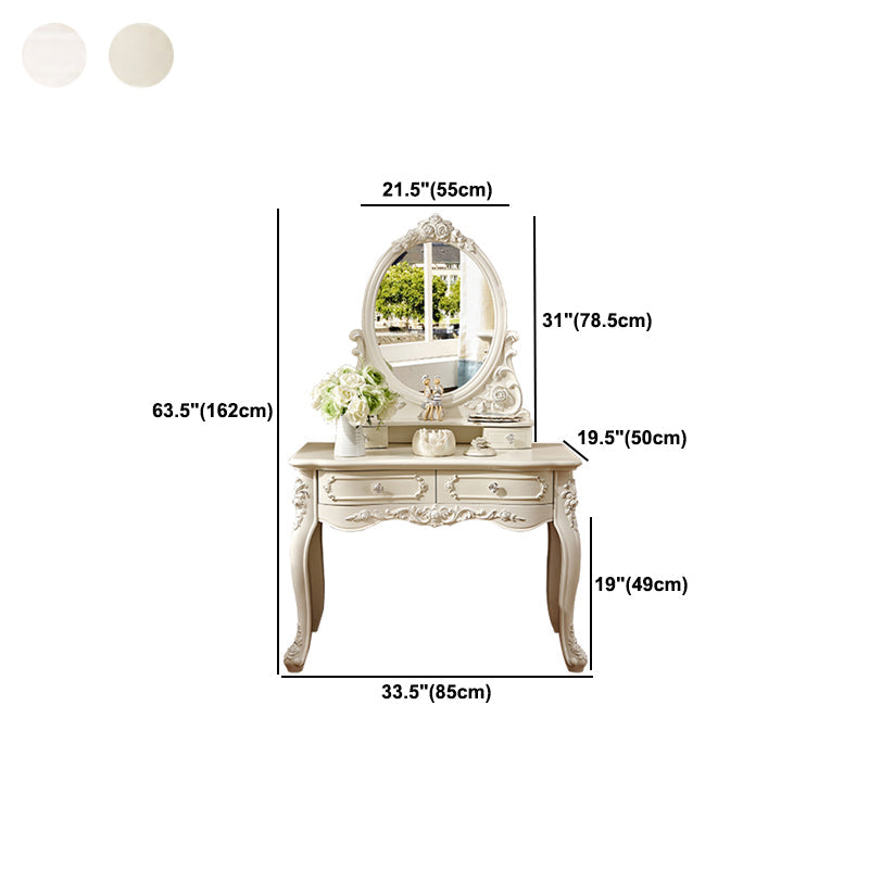 Victorian 33.4 "/41.3" Wide Wood 4 cassetti a specchio Vanity per il trucco a specchio