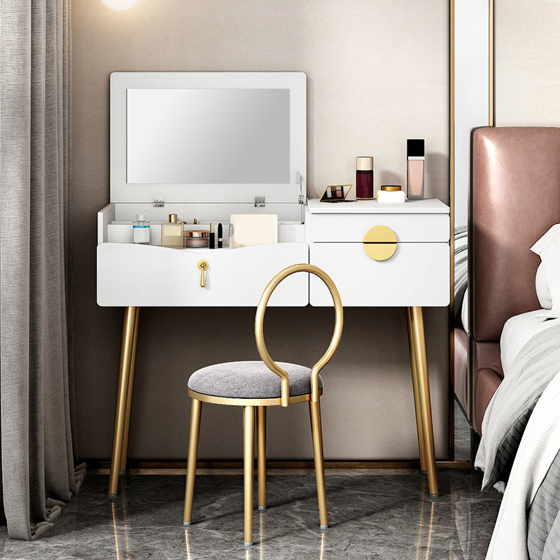 32.2" Height Grey/ White Flip-top Vanity Set with Drawer and Mirror