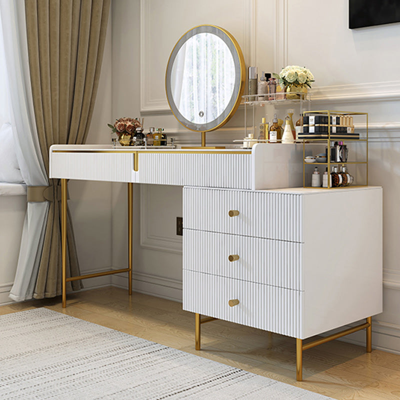 Moderno 29,5 "altezza set di vanità per trucco in legno bianco con cassetti