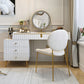 Moderno 29,5 "altezza set di vanità per trucco in legno bianco con cassetti
