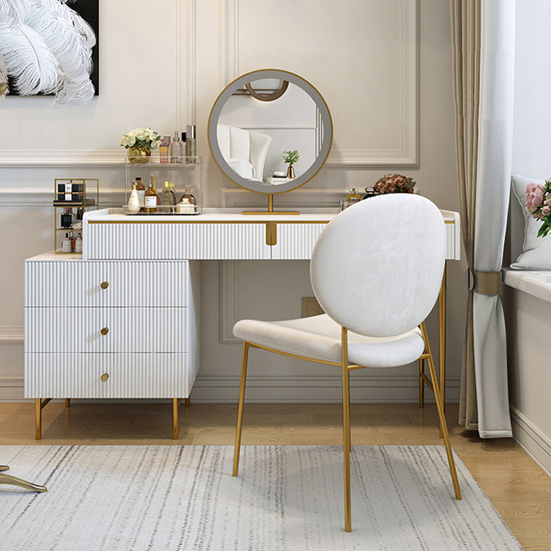 Moderno 29,5 "altezza set di vanità per trucco in legno bianco con cassetti