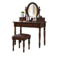 55.1"height Brown/ White Wood Makeup Vanity with Drawers and Mirror Clearhalo 'Bedroom Furniture' 'furn' 'furn_makeup_vanities' 'Furniture' 'Makeup Vanities' 'makeup_vanities' 5411737