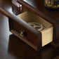 55.1"height Brown/ White Wood Makeup Vanity with Drawers and Mirror Clearhalo 'Bedroom Furniture' 'furn' 'furn_makeup_vanities' 'Furniture' 'Makeup Vanities' 'makeup_vanities' 5411740