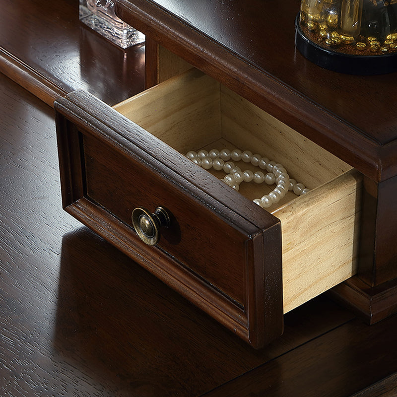 55.1"height Brown/ White Wood Makeup Vanity with Drawers and Mirror Clearhalo 'Bedroom Furniture' 'furn' 'furn_makeup_vanities' 'Furniture' 'Makeup Vanities' 'makeup_vanities' 5411740