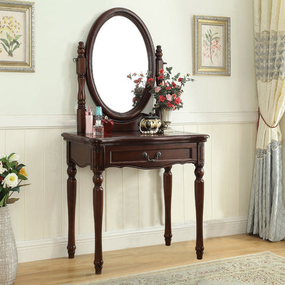 55.1"height Brown/ White Wood Makeup Vanity with Drawers and Mirror Makeup Vanity & Mirror 31.5"L x 18"W x 55"H Brown Clearhalo 'Bedroom Furniture' 'furn' 'furn_makeup_vanities' 'Furniture' 'Makeup Vanities' 'makeup_vanities' 5411746