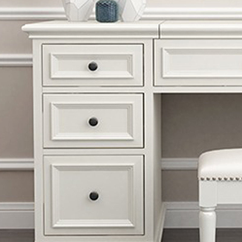 29.5"height Wood Flip-Top Makeup Vanity with Drawers and Mirror, White