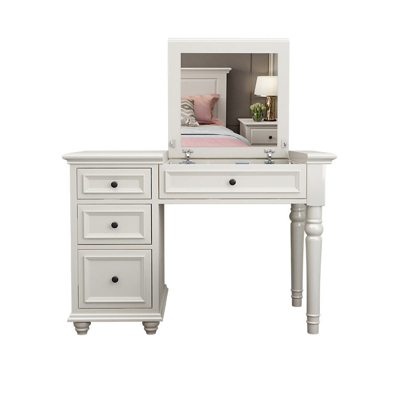 29.5 "Hoogte Wood Flip-Top make-up ijdelheid met laden en spiegel, wit