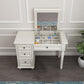 29.5"height Wood Flip-Top Makeup Vanity with Drawers and Mirror, White