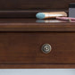 29.5" Height Brown/ White Wood Makeup Vanity with Drawer and Mirror