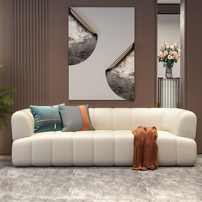 Sofá estándar contemporáneo de brazo de cuero de cuero sintético para sala de estar para sala de estar