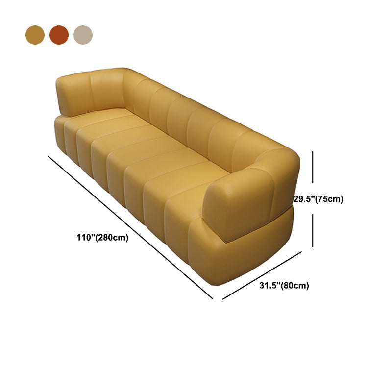 Sofá estándar contemporáneo de brazo de cuero de cuero sintético para sala de estar para sala de estar