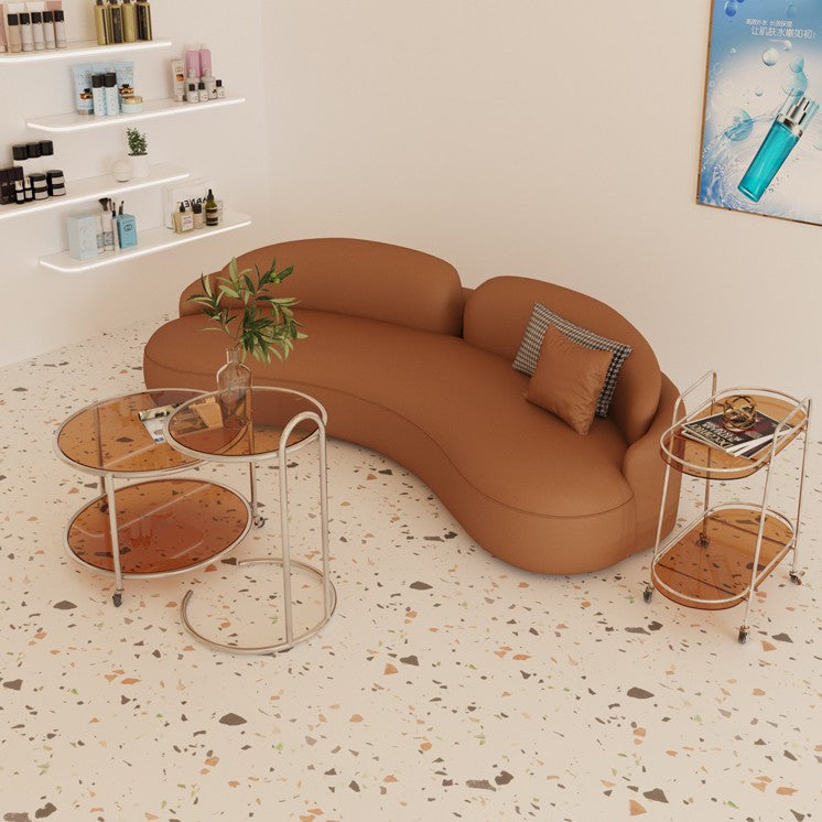 フェイクレザーリビングルーム用の現代的な湾曲したソファーアームレスソファ