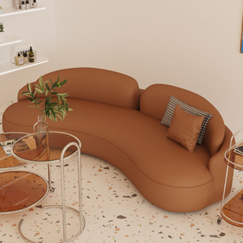 フェイクレザーリビングルーム用の現代的な湾曲したソファーアームレスソファ