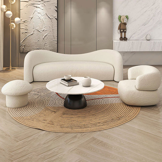 Contemporary Curved Sofa Modern Sloped Arm Sofa for Living Room, Apartment