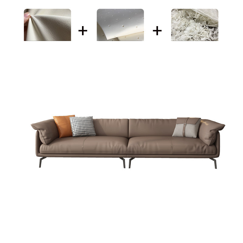Modern 32.6" H Leather Pillow Top Arm Sofa Bed For Living Room 109.5"L x 37"W x 33"H Latex Clearhalo 'furn' 'furn_sofas' 'Furniture' 'Living Room Furniture' 'Sofa' 'sofas' 5412001