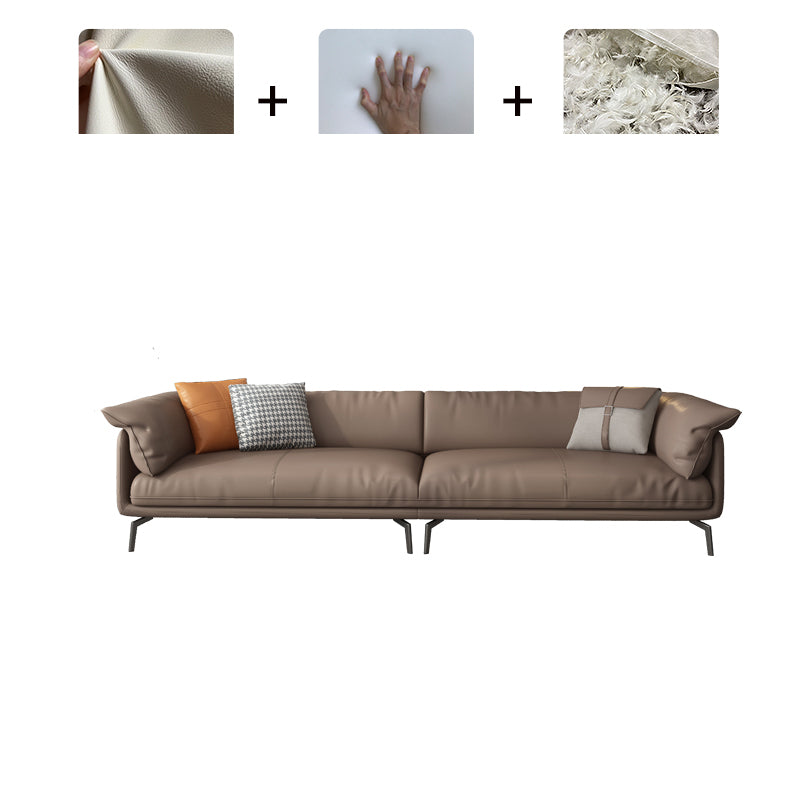Modern 32.6" H Leather Pillow Top Arm Sofa Bed For Living Room 109.5"L x 37"W x 33"H Sponge Clearhalo 'furn' 'furn_sofas' 'Furniture' 'Living Room Furniture' 'Sofa' 'sofas' 5412006