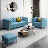 Contemporary 30.7" H Faux Leather Tufted Tuxedo Arm Sofa For Living Room