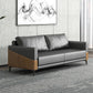 Standard Black Sofa Faux Leather Contemporary Sofa with Pillow for Living Room
