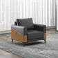 Standard Black Sofa Faux Leather Contemporary Sofa with Pillow for Living Room