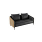 Standard Black Sofa Faux Leather Contemporary Sofa with Pillow for Living Room