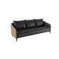 Standard Black Sofa Faux Leather Contemporary Sofa with Pillow for Living Room