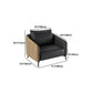 Standard Black Sofa Faux Leather Contemporary Sofa with Pillow for Living Room