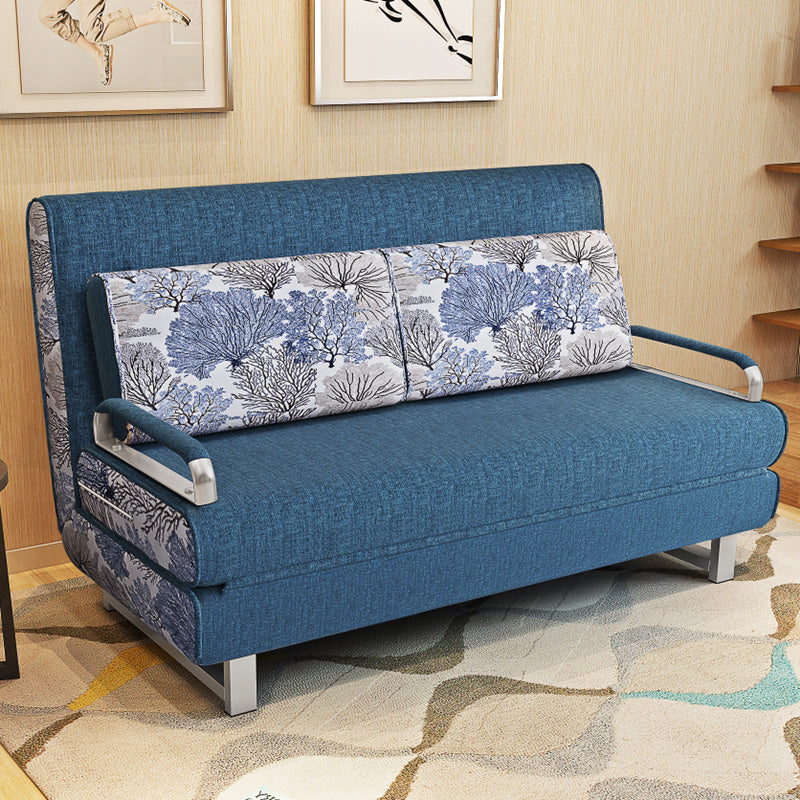 Cotton Blend Contemporary Sofa Bed Square Arm Convertible Sofa