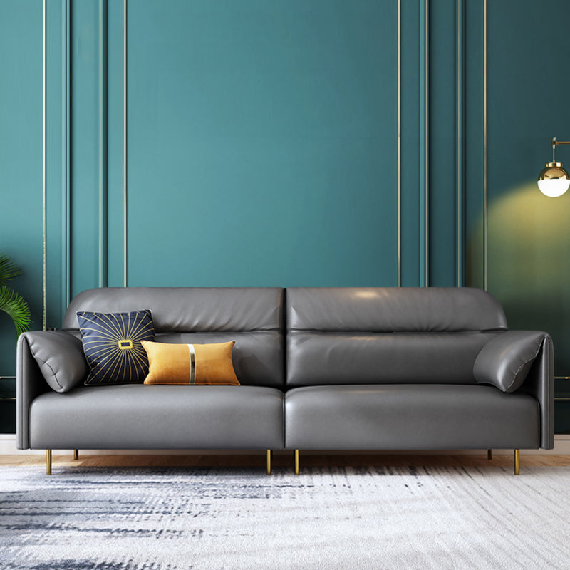 Glam Sewn Pillow Back Standard Pillow Top Arm Living Room Leather Sofa