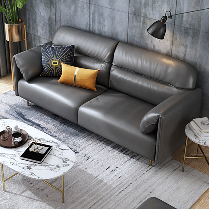 Glam Sewn Pillow Back Standard Pillow Top Arm Living Room Leather Sofa