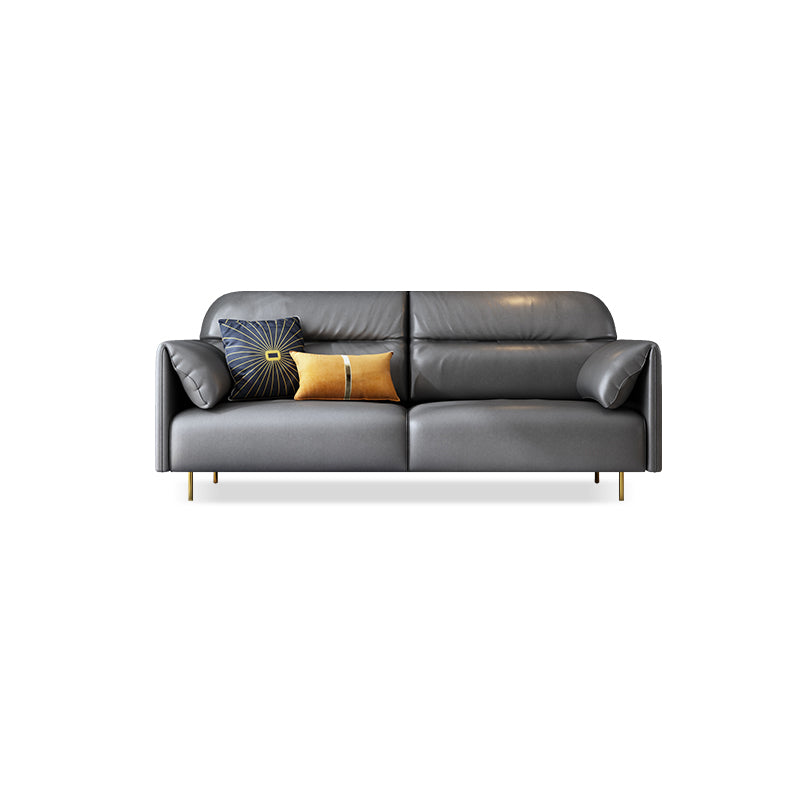 Glam Sewn Pillow Back Standard Pillow Top Arm Living Room Leather Sofa