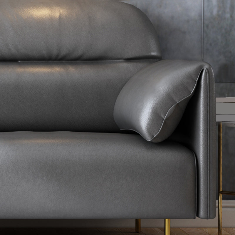 Glam Sewn Pillow Back Standard Pillow Top Arm Living Room Leather Sofa