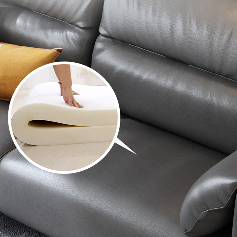 Glam Sewn Pillow Back Standard Pillow Top Arm Living Room Leather Sofa