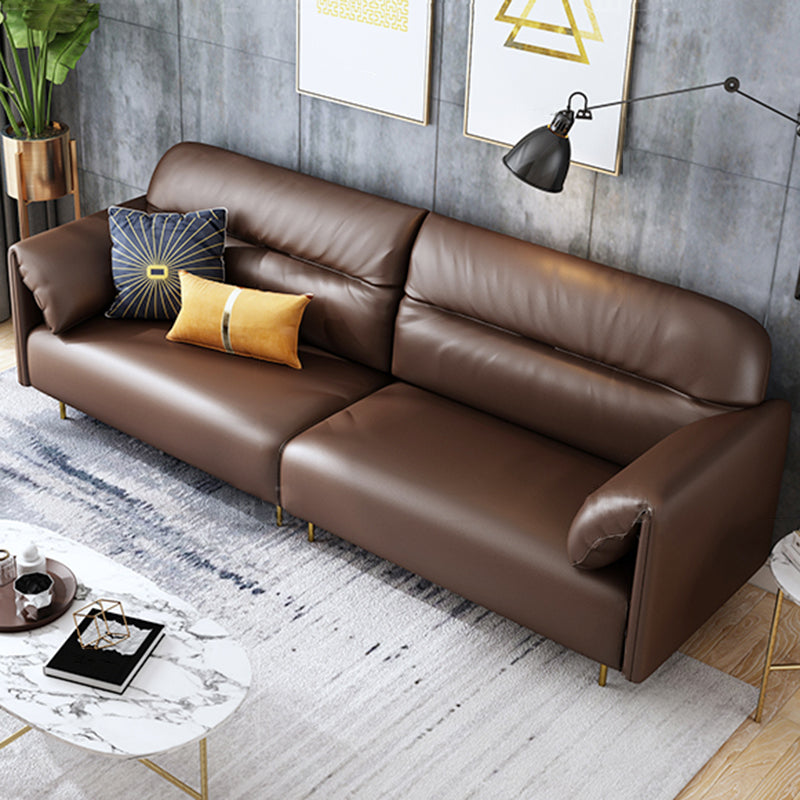 Glam Sewn Pillow Back Standard Pillow Top Arm Living Room Leather Sofa