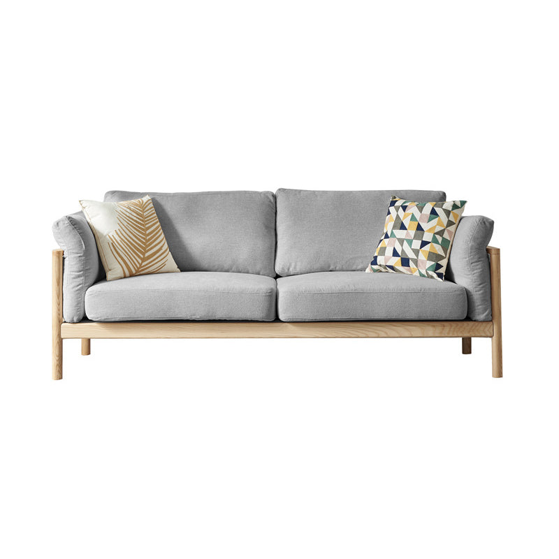 Linen Modern Square Arm Sofa Wooden Standard Sofa for Living Room, Apartment 59"L x 33"W x 33"H Light Gray Clearhalo 'furn' 'furn_sofas' 'Furniture' 'Living Room Furniture' 'Sofa' 'sofas' 5412209