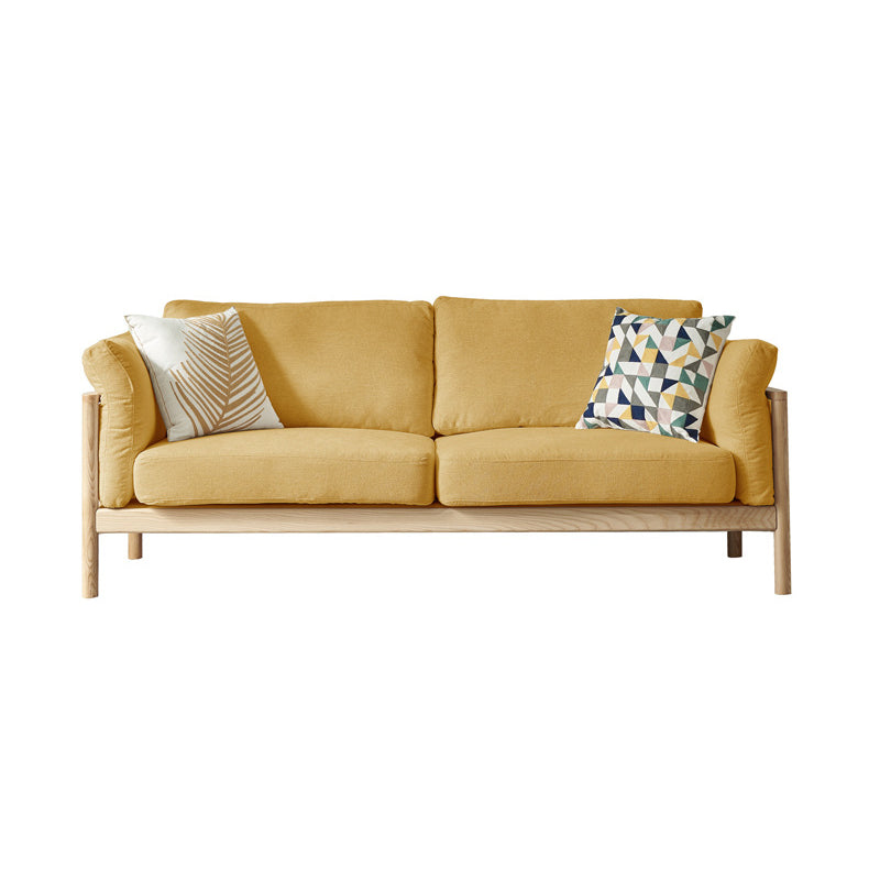 Linen Modern Square Arm Sofa Wooden Standard Sofa for Living Room, Apartment Yellow Clearhalo 'furn' 'furn_sofas' 'Furniture' 'Living Room Furniture' 'Sofa' 'sofas' 5412210