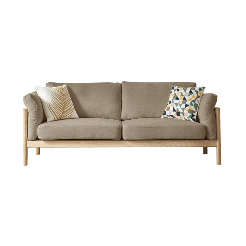 Linen Modern Square Arm Sofa Wooden Standard Sofa for Living Room, Apartment 59"L x 33"W x 33"H Brown Clearhalo 'furn' 'furn_sofas' 'Furniture' 'Living Room Furniture' 'Sofa' 'sofas' 5412212