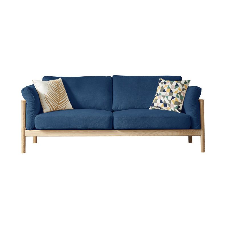 Linen Modern Square Arm Sofa Wooden Standard Sofa for Living Room, Apartment 59"L x 33"W x 33"H Blue Clearhalo 'furn' 'furn_sofas' 'Furniture' 'Living Room Furniture' 'Sofa' 'sofas' 5412214
