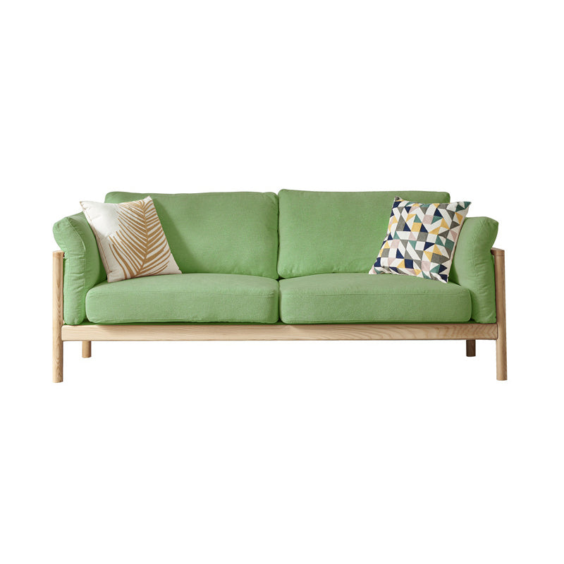 Linen Modern Square Arm Sofa Wooden Standard Sofa for Living Room, Apartment 59"L x 33"W x 33"H Light Green Clearhalo 'furn' 'furn_sofas' 'Furniture' 'Living Room Furniture' 'Sofa' 'sofas' 5412216