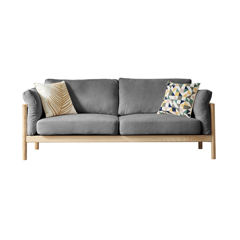 Linen Modern Square Arm Sofa Wooden Standard Sofa for Living Room, Apartment Dark Gray Clearhalo 'furn' 'furn_sofas' 'Furniture' 'Living Room Furniture' 'Sofa' 'sofas' 5412217