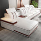 Glam Style Sectional Solid Wood Frame White Built-in Armrest Cushioning Backrest Sofa