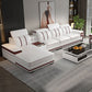 Glam Style Sectional Solid Wood Frame White Built-in Armrest Cushioning Backrest Sofa
