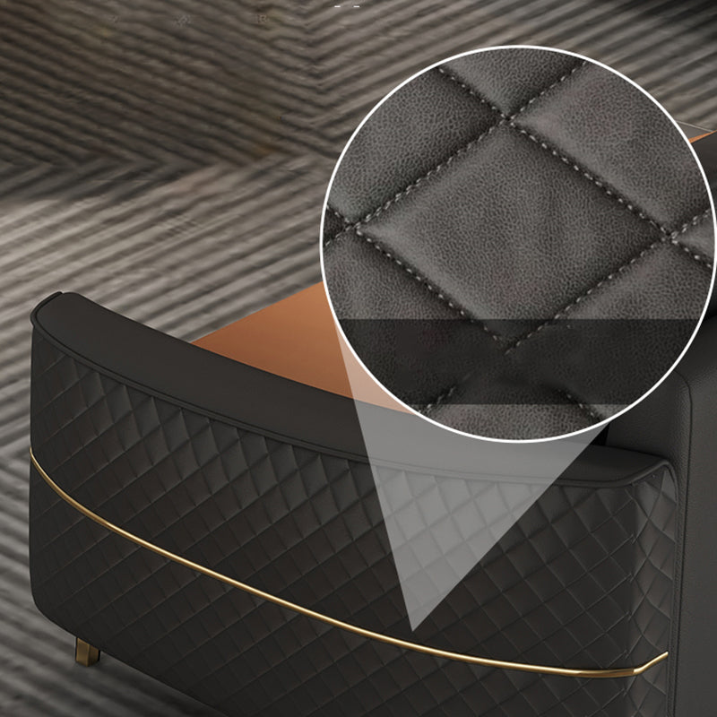 33.4"H Faux Leather Tufted Square Arm Sofa & Chaise for Living Room