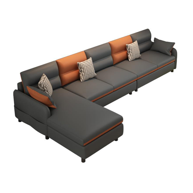 Modern 29.5"H Faux Leather Square Arm Sofa & Chaise for Living Room